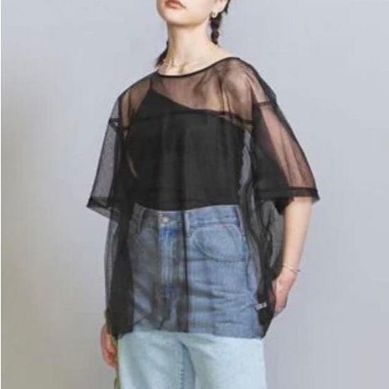 BEAUTY＆YOUTH UNITED ARROWS 23SS ナイロンチュール レイヤードショートスリーブプルオーバー ウォッシャブル 1621-199-1744 BLACK |  | 02