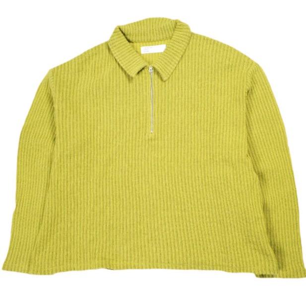 International Gallery BEAMS ビームス 25SS 日本製 ハーフジップ 畦編み ニットポロ 23-12-2004-262 S YELLOW IG 長袖 ポロシャツ | 