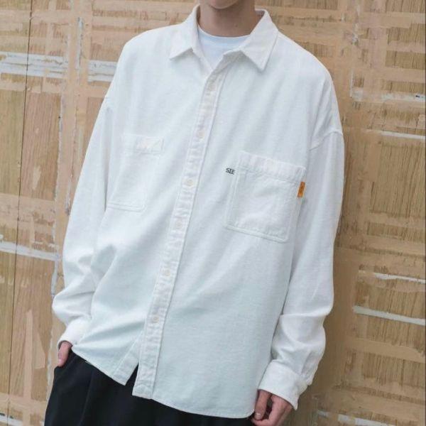 SEE SEE x URBS シーシー 25AW 別注 日本製 BIG SHIRT WASHED NEL ウォッシュドフランネル ビッグシャツ L WHITE 長袖 トップス g26159 |  | 02