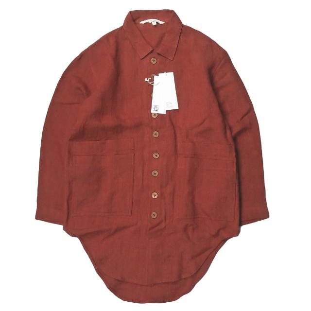 新品 Lanefortyfive レーンフォーティーファイブ M510 - Summer Coat リネンステンカラーコート 40 Rust Orange サマーコート g2619 | 