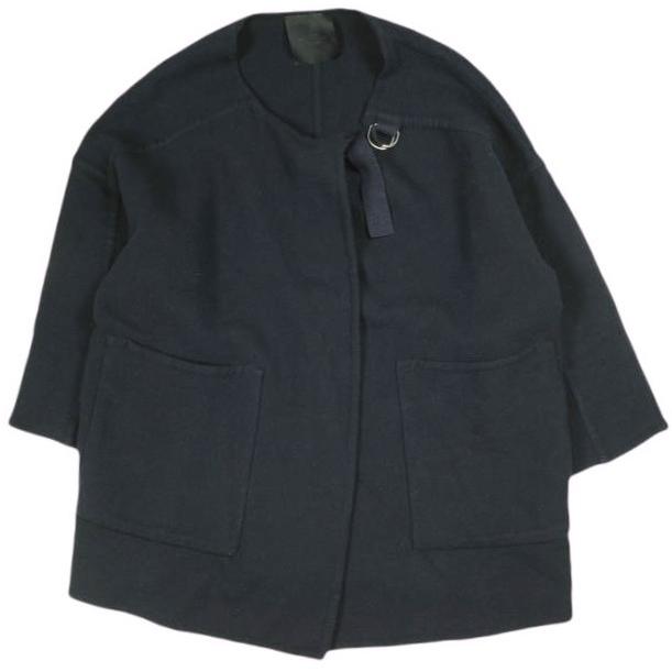 UNUSED アンユーズド 16AW 日本製 Collarless Coat BIGシルエット ウールノーカラーストラップコート US1214 00 ネイビー レディース | 