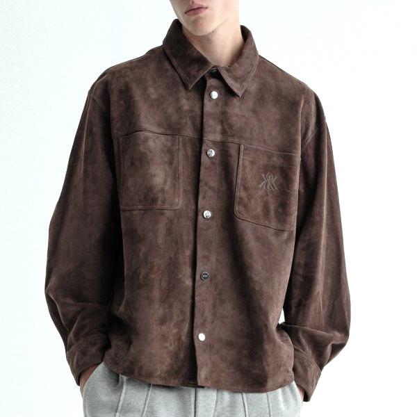 KITH NYC キスニューヨークシティ 25AW Suede Apollo Shirt スエードアポロシャツ 2505006000530 M Derby ラムレザージャケット トップス |  | 02