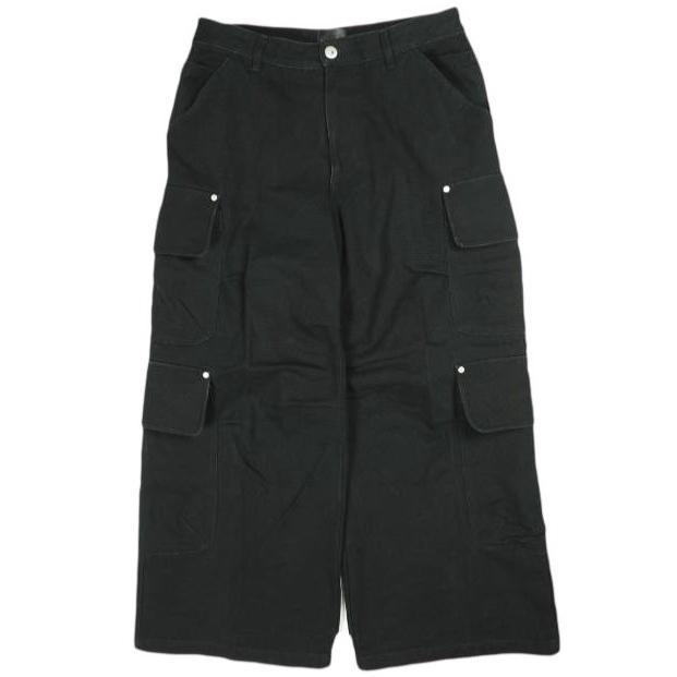 Danke Schon ダンケシェーン 25SS DUCK FLARE BAGGY CARGO PANTS ダックフレアバギーカーゴパンツ UNS25140 L BLACK ワイド ボトムス | 