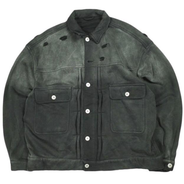 Danke Schon ダンケシェーン SULFUR SWEAT 2ND JACKET ダメージ加工スウェットトラッカージャケット Free BLACK サンプル品 アウター | 