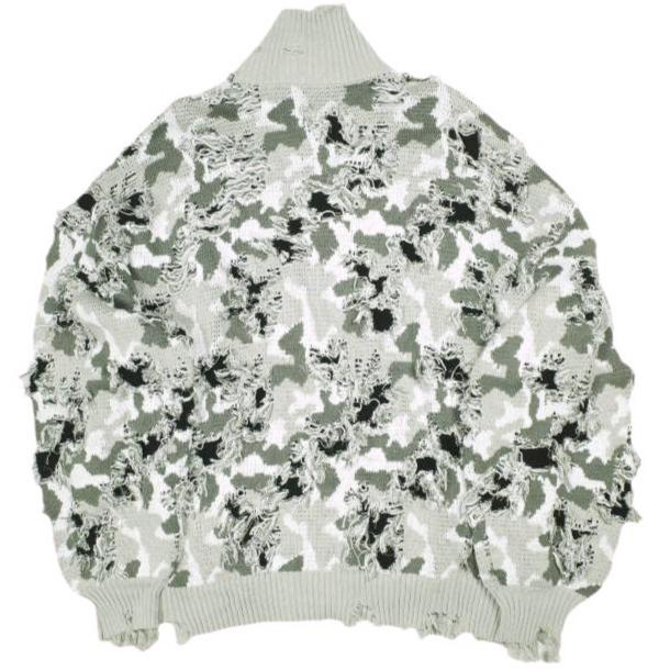 Danke Schon ダンケシェーン CAMO KNIT DRIVERS ダメージ加工 カモフラージュドライバーズニット GRAY サンプル品 カーディガン ジャケット |  | 01