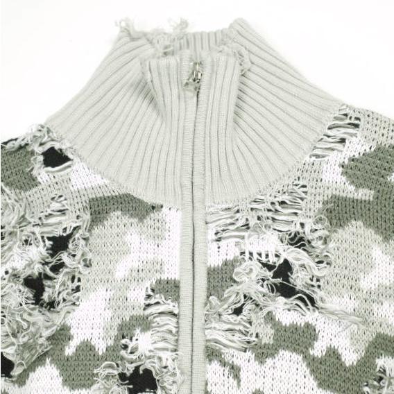 Danke Schon ダンケシェーン CAMO KNIT DRIVERS ダメージ加工 カモフラージュドライバーズニット GRAY サンプル品 カーディガン ジャケット |  | 03