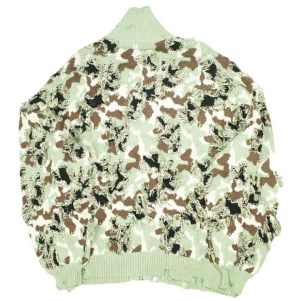 Danke Schon ダンケシェーン CAMO KNIT DRIVERS ダメージ加工 カモフラージュドライバーズニット モスグリーン サンプル品 カーディガン |  | 01