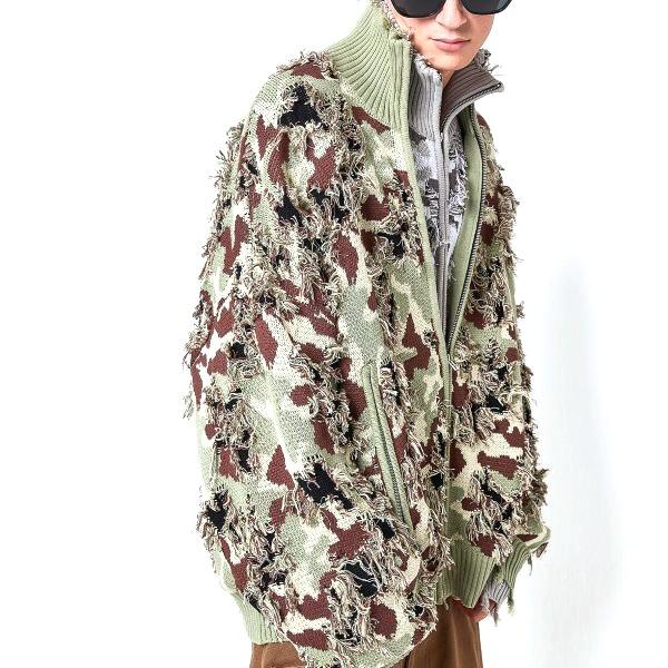 Danke Schon ダンケシェーン CAMO KNIT DRIVERS ダメージ加工 カモフラージュドライバーズニット モスグリーン サンプル品 カーディガン |  | 02