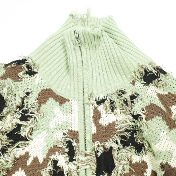 Danke Schon ダンケシェーン CAMO KNIT DRIVERS ダメージ加工 カモフラージュドライバーズニット モスグリーン サンプル品 カーディガン |  | 03