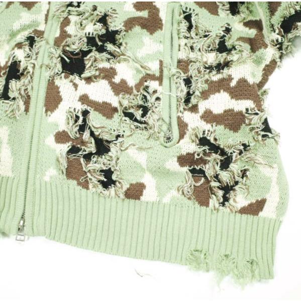Danke Schon ダンケシェーン CAMO KNIT DRIVERS ダメージ加工 カモフラージュドライバーズニット モスグリーン サンプル品 カーディガン |  | 05