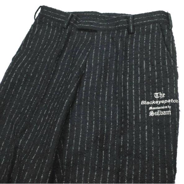 sulvam x BLACK EYE PATCH サルバム ブラックアイパッチ 19AW 別注 TAILORED PANTS ブークレウール ピンストライプ テーラードパンツ L NAVY スラックス ボトムス【中古】【sulvam × BLACK EYE PATCH】 sulvam x BLACK EYE PATCH サルバム ブラックアイパッチ 別注 TAILORED
