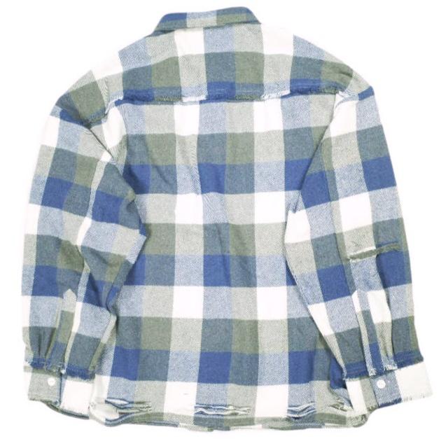 新品 Danke Schon ダンケシェーン 25AW FLANNEL DAMAGE SHIRTS BLOCK ダメージ加工 フランネルチェックシャツ UNS24033B-0DS L BLUE |  | 01