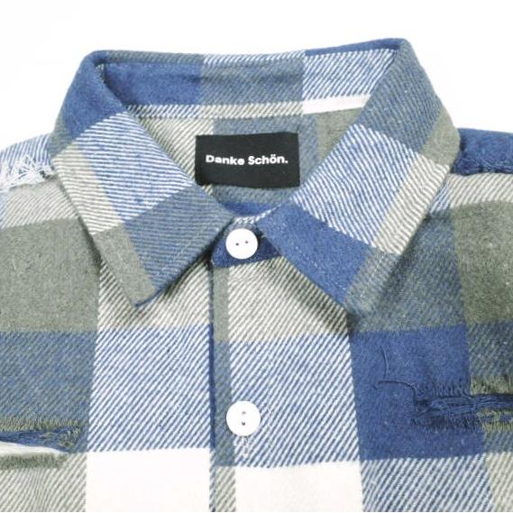 新品 Danke Schon ダンケシェーン 25AW FLANNEL DAMAGE SHIRTS BLOCK ダメージ加工 フランネルチェックシャツ UNS24033B-0DS L BLUE |  | 04