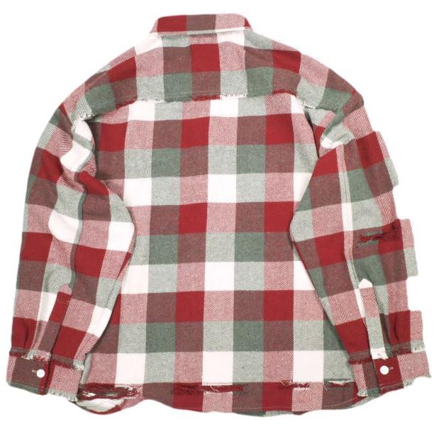 新品 Danke Schon ダンケシェーン 25AW FLANNEL DAMAGE SHIRTS BLOCK ダメージ加工 フランネルチェックシャツ UNS24033B-DS L RED 長袖 |  | 01