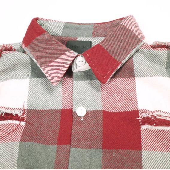 新品 Danke Schon ダンケシェーン 25AW FLANNEL DAMAGE SHIRTS BLOCK ダメージ加工 フランネルチェックシャツ UNS24033B-DS L RED 長袖 |  | 04