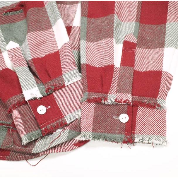 新品 Danke Schon ダンケシェーン 25AW FLANNEL DAMAGE SHIRTS BLOCK ダメージ加工 フランネルチェックシャツ UNS24033B-DS L RED 長袖 |  | 05