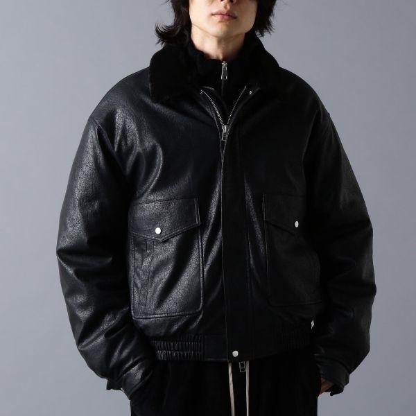 Danke Schon ダンケシェーン PULEATHER A2 BLOUSON フェイクレザー フライトジャケット Free BLACK 革ジャン サンプル品 A-2 ボア アウター |  | 02