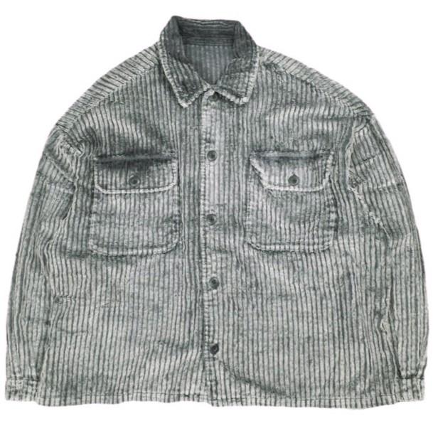 Danke Schon ダンケシェーン 25AW 2.5W CHEMICAL CODUROY SHIRT ケミカルコーデュロイシャツ Free グレー サンプル品 LHP オーバーサイズ | 