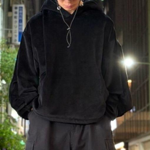 Danke Schon ダンケシェーン W-FACE VELOUR PULL HOODY ダブルフェイス ベロアプルオーバーパーカー Free BLACK サンプル品 トップス |  | 02