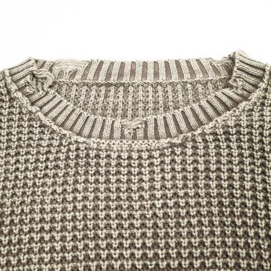 Danke Schon ダンケシェーン PIGMENT STONEWASH DAMAGE AZE CREWNECK ストーンウォッシュ ダメージ加工畦編みクルーネックニット セーター |  | 03