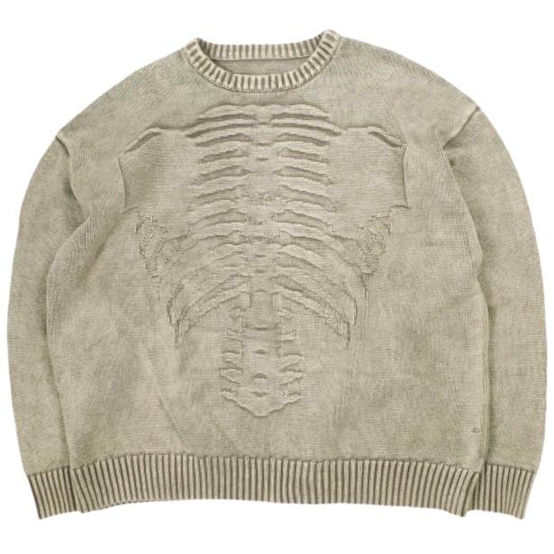 Danke Schon ダンケシェーン BORN KNIT ウォッシュ加工 ボーンクルーネックニット Free BROWN BEIGE セーター サンプル品 トップス g26372 | 
