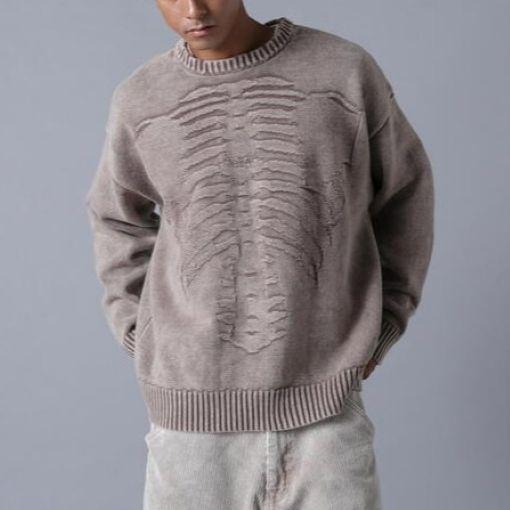 Danke Schon ダンケシェーン BORN KNIT ウォッシュ加工 ボーンクルーネックニット Free BROWN BEIGE セーター サンプル品 トップス g26372 |  | 02