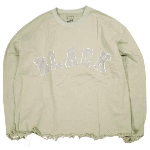 Danke Schon ダンケシェーン CUT FRINGE SWEAT CREWNECK BLACK カットフリンジクルーネックスウェット L BEIGE トレーナー オーバーサイズ | 
