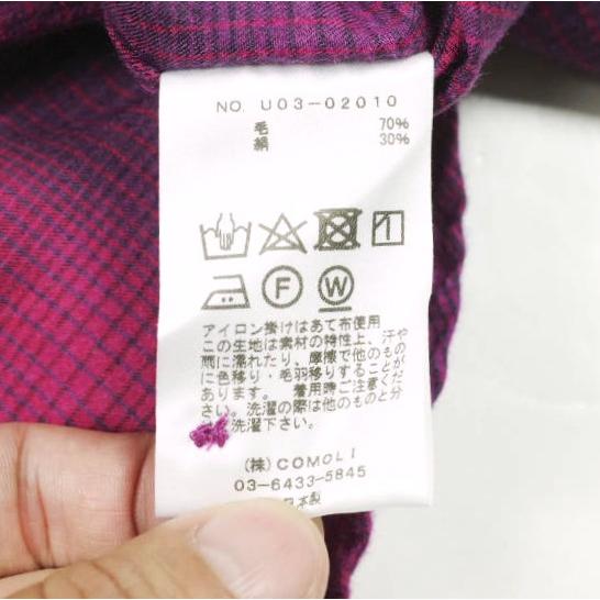 新品 COMOLI コモリ 21AW 日本製 ウールシルクワークシャツ U03-02010 1 PINK 長袖 チェック トップス g26393 |  | 08