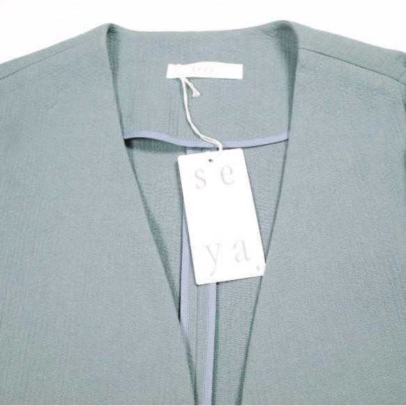 新品 seya. セヤ 20SS COLLARLESS JACKET SASHIKO TRIPLE COTTON