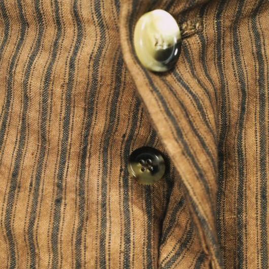 新品 Omar Afridi オマールアフリディ KAKISHIBU STRIPES LINEN SLACK SHORTS 柿渋染めストライプ リネンショーツ S Brown 定価63,800円 |  | 04