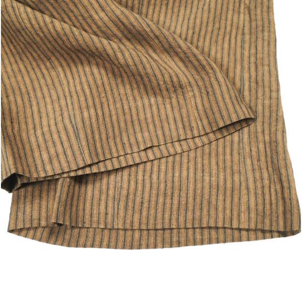 新品 Omar Afridi オマールアフリディ KAKISHIBU STRIPES LINEN SLACK SHORTS 柿渋染めストライプ リネンショーツ S Brown 定価63,800円 |  | 05