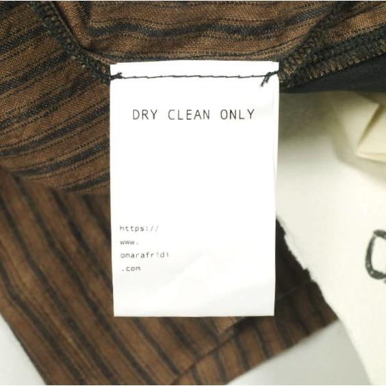 新品 Omar Afridi オマールアフリディ KAKISHIBU STRIPES LINEN SLACK SHORTS 柿渋染めストライプ リネンショーツ S Brown 定価63,800円 |  | 07