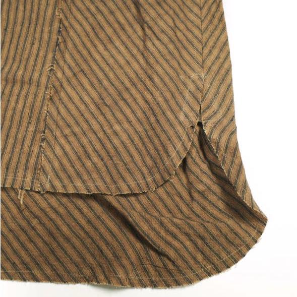 新品 Omar Afridi オマールアフリディ KAKISHIBU STRIPES LINEN ATELIER SHIRTS 柿渋染めストライプ リネンラウンドカラーロングシャツ S |  | 06