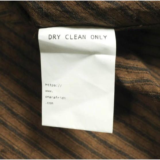 新品 Omar Afridi オマールアフリディ KAKISHIBU STRIPES LINEN ATELIER SHIRTS 柿渋染めストライプ リネンラウンドカラーロングシャツ S |  | 07