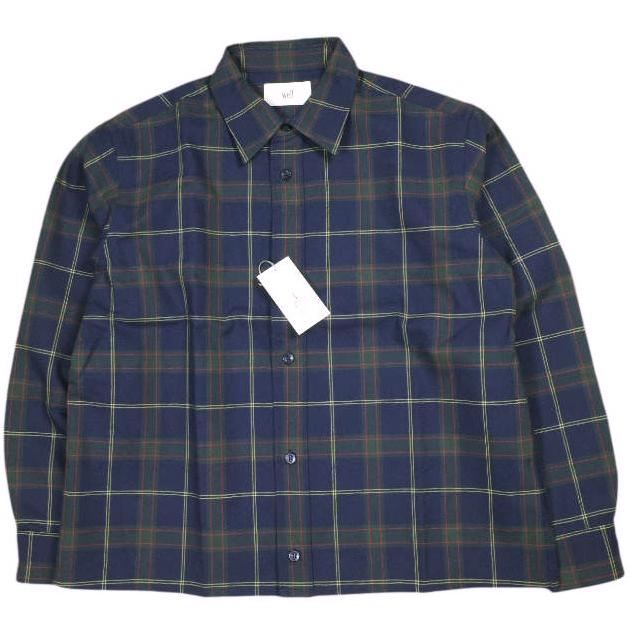 新品 well ウェル 21AW 日本製 HEMMING SHIRT ウールチェックシャツ WB21YY01 1 NAVY 長袖 トップス g26409 | 