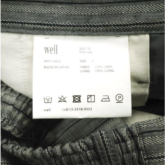 新品 well ウェル 21SS 日本製 SOMEONE'S CLOSET TUCKED PANTS ストライプリネン1タックパンツ WP21XX03 2 CHARCOAL イージー ボトムス |  | 07