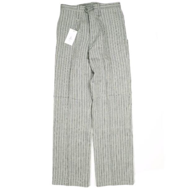 新品 well ウェル 21SS 日本製 SOMEONE'S CLOSET TUCKED PANTS ストライプリネン1タックパンツ WP21XX03 1 CHARCOAL イージー ボトムス | 