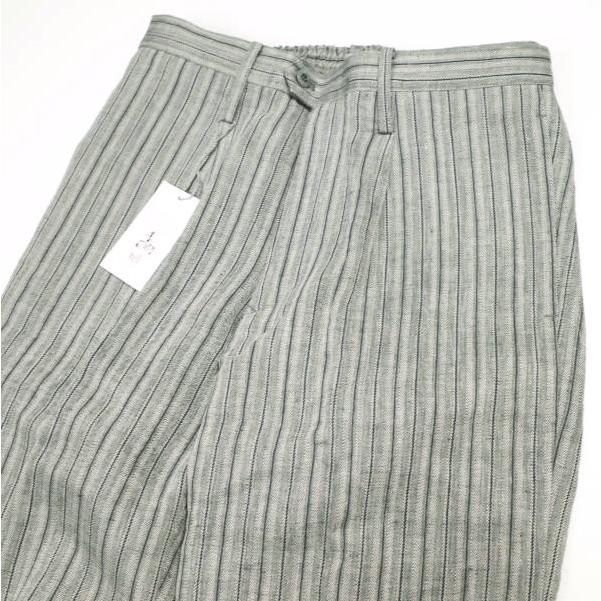 新品 well ウェル 21SS 日本製 SOMEONE'S CLOSET TUCKED PANTS ストライプリネン1タックパンツ WP21XX03 1 CHARCOAL イージー ボトムス |  | 02