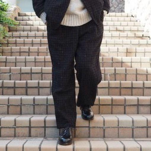 新品 un/unbient アン CLASSIC WOOL TWEED 2TUCK PANTS クラシックウールツイード2タックパンツ UNAP4419 2 Black Brown Check チェック |  | 02