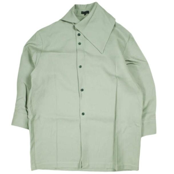 Omar Afridi オマールアフリディ 22AW DISTORTED SHIRT COTTON TWILL 変形 オーバーサイズシャツ 46 MINT GREEN ロング丈 定価95,700円 | 