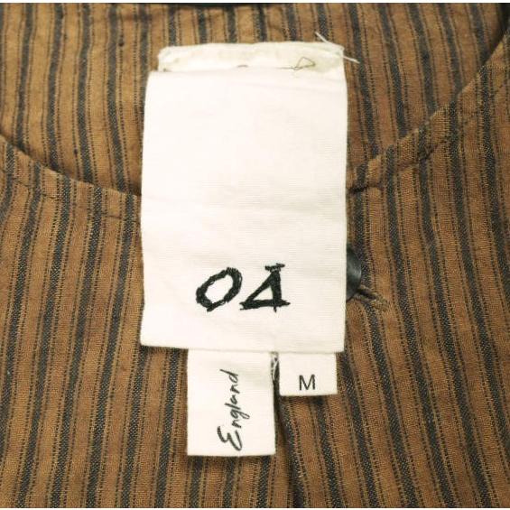 Omar Afridi オマールアフリディ KAKISHIBU STRIPES LINEN HALF SLEEVES SHIRT ハーフスリーブシャツ M Brown ノーカラー プルオーバー |  | 02