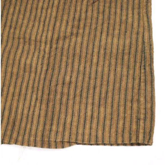Omar Afridi オマールアフリディ KAKISHIBU STRIPES LINEN HALF SLEEVES SHIRT ハーフスリーブシャツ M Brown ノーカラー プルオーバー |  | 05