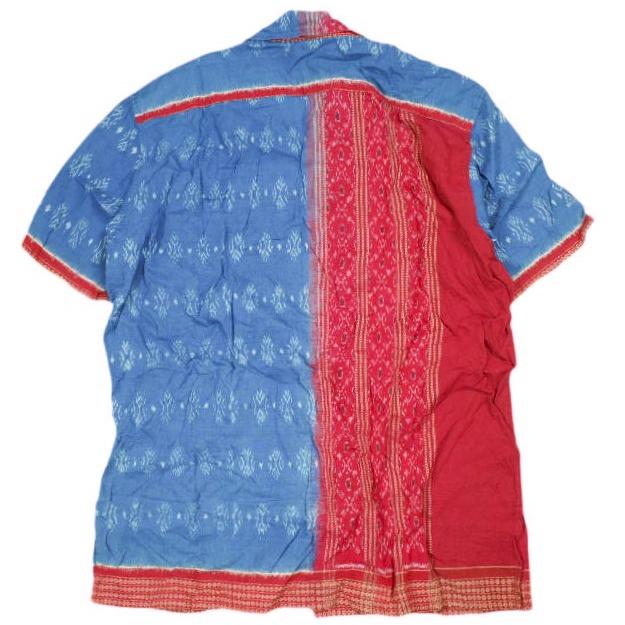PERIOD FEATURES ピリオドフィーチャーズ Indian Cotton Patchwork Open Collar Shirt S/S オープンカラーシャツ PF-DK-004 3 BLUE/RED |  | 01