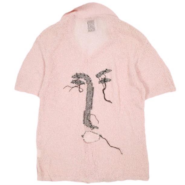 Kota Gushiken コウタグシケン 22SS 日本製 Tarotisse Face Shirt タロティスフェイスシャツ KGSS22-K02 2 Pink 半袖 ニット 開襟 トップス | 