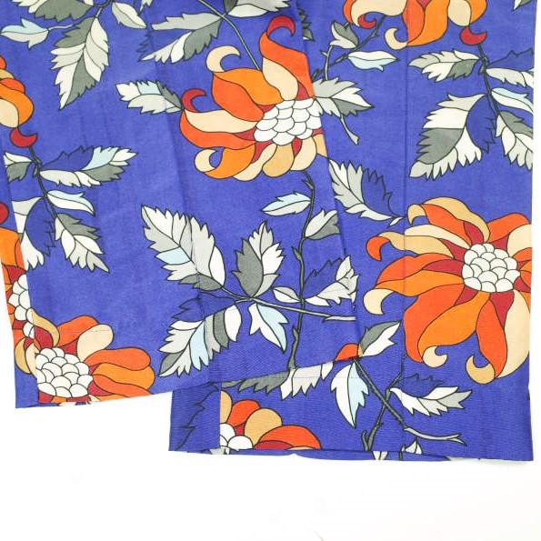 OSTWALD HELGASON  オズワルドヘルガソン イギリス製 ボタニカルプリント 1プリーツシルクパンツ UK8 Blue サテン テーパード フラワー |  | 06