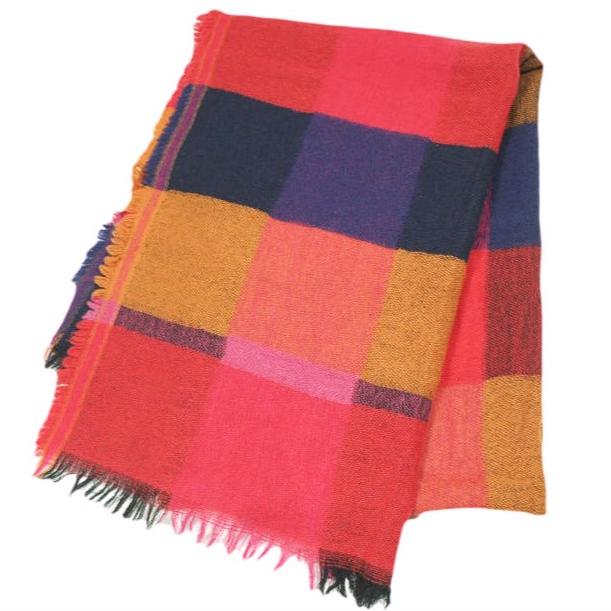 MOISMONT モワモン ウールチェックマフラー No.088 RED/NAVY/ORANGE フリンジ ストール g26514 |  | 01