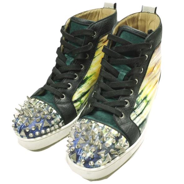 Christian Louboutin クリスチャンルブタン Lou Pik Pik Orlato Patent Bazin スタッズハイカットスニーカー 41(26cm) シューズ g26575 | 