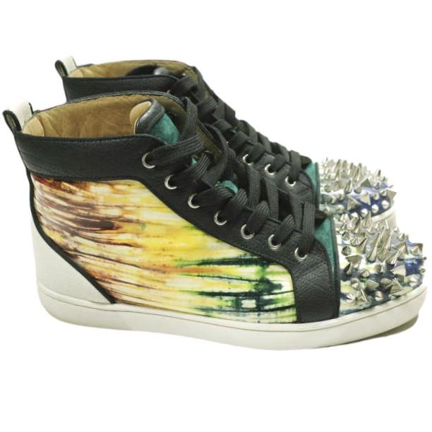 Christian Louboutin クリスチャンルブタン Lou Pik Pik Orlato Patent Bazin スタッズハイカットスニーカー 41(26cm) シューズ g26575 |  | 01