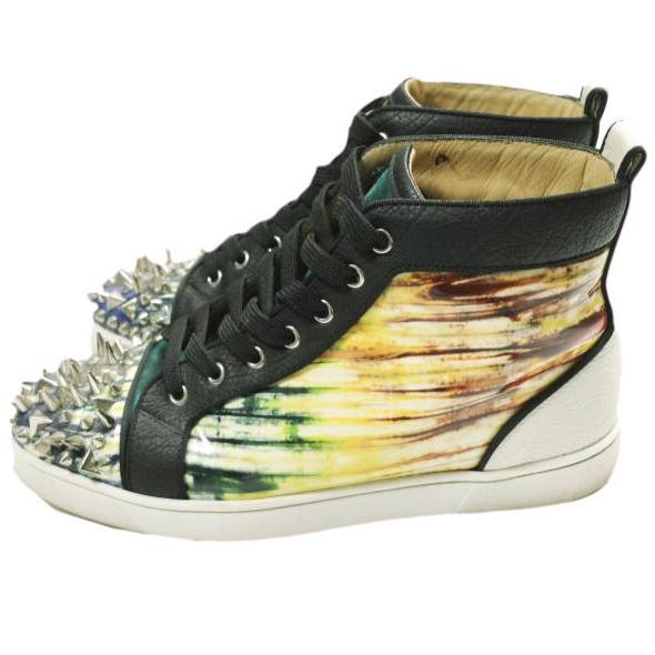 Christian Louboutin クリスチャンルブタン Lou Pik Pik Orlato Patent Bazin スタッズハイカットスニーカー 41(26cm) シューズ g26575 |  | 02