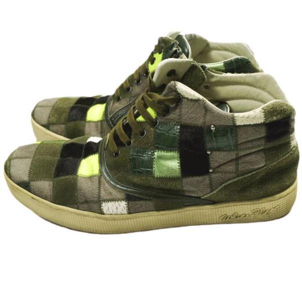 WHITE FLAGS ホワイトフラッグス Woodrow Olive Degicamo Patchwork ウッドロウ パッチワークサイドジップミドルカットスニーカー 28cm |  | 01